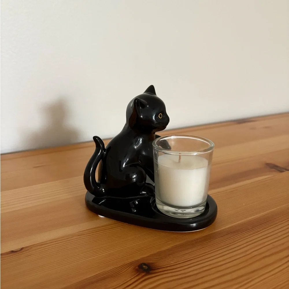 Black Cat Ceramic Candle/Votive/Tea Light Holder - Picture 2 of 4